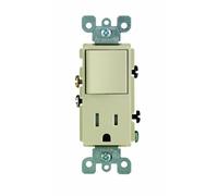Leviton T5625-I Tamper-Resistant Rocker NEMA Combination Decora Switch and Receptacle, Ivory