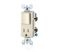 Leviton T5625-T Decora Combination Switch and Tamper-Resistant Receptacle, Light Almond