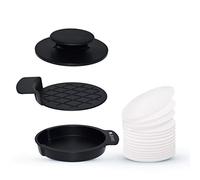 Levivo Burger Press, 3 parts: press plate, ejector plate, main mould plus 50 sheets of non-stick paper, make your own delicious burger patties, easy to clean burger press, Black