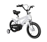 Levkitch 14 Inch Kids Bike for 3-7 Years Old,14 In Wheels Road Bicycles,Children's Bike with Stabilisers and Basket,Beginner Bicycle with Kickstand and Dual Handbrakes,Bell,Adjustable Seat (White)