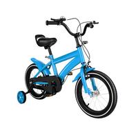 Levkitch 14 Inch Kids Bike for 3-7 Years Old 14 Inch Wheels Road Bicycles Children's Bike with Stabilisers and Basket Beginner Bicycle with Kickstand and Dual Handbrakes Bell Adjustable Seat (Blue)