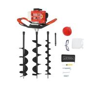 Levkitch 2.3HP Petrol Auger, Heavy Duty Fence Post Hole Diggers Kit, with 3 Drill Bits Diameter 4"6" 8" Earth Augers, Fence Posts Borer Drilling Machine