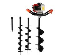 Levkitch 2-Stroke Petrol Earth Drill 52cc Auger Petrol Ground Fence Post Hole Digger with 3 * 80cm Long Drills Bits Diameter 4" 6" 8" Solo Post Hole Borer