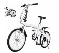 Levkitch 20 Inch Folding Bike for Adult 7-Speed, Steel Carbon Frame Foldable Bicycles, Adjustable Seat Height for 1.4-1.9m Women Men (White)