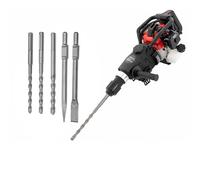 Levkitch Demolition Hammer Pick Crushing Drilling 32.7CC 2 Stroke Petrol Concrete Breaker Pneumatic Drill Single Impact Force Hammer with Point Flat Chisel Bits,3xDrills