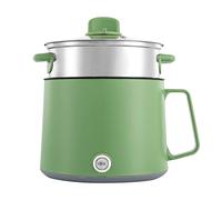 Levkitch Hot Pot Electric with Steamer 1.7L Cooking Pot Ramen Cooker Electric Pot for Pasta Mini Multi-Cooker for Pasta Noodles Soup Boiled Eggs Vegetables Meat (Green)