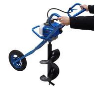 Levkitch Moving Petrol Earth Auger, Fence Post Ground Hole Borrer Digger With 2 Removable Wheels, 60-300mm Drill Bit Diameter, 80cm Long Pole Ground Hole Borrer Digger Engine Fence Borer