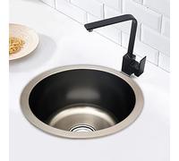 Levkitch Stainless Steel Kitchen Sink Round Grey Countertop Basin Sink Single Bowl Nano-Coating Vessel Sink 36 * 15cm Countertop Wash Basin