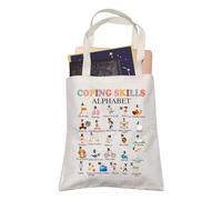 LEVLO ABC Coping Skills Alphabet Shopping Tote Bag School Psychology OT Occupational Therapy Gift (Coping Skills)