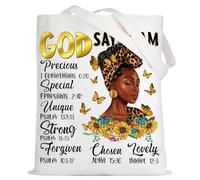 LEVLO African American Tote Bag Black American Gift African American God Say I Am Shoulder Bag Black Women Merchandise, God Black Women Tote, M