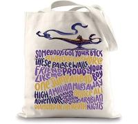 LEVLO Aladdin Musical Canvas Tote Bag Jasmine Broadway Musical Fans Gift Genie Lamp Reusable Bag, Genie Lamp Tote