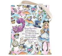 LEVLO Alice Movie Makeup Bag - Fairy Tale Fans Gift, Braver Stronger Smarter Than You Think, Colorful Tote with Zipper Pouch