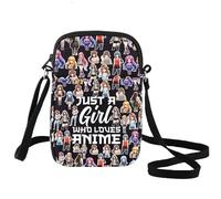 LEVLO Anime Fans Crossbody Bag Anime Lover Gift Just A Girl Who Really Loves Anime Shoulder Bag Cartoon Anime Merch, Anime C Black