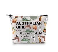 LEVLO Australian Girl 1uk Cosmetic Bag - Waterproof, Lightweight, Zipper Pouch - Travel, Daily Use, Storage, Gift, Party, Fitness, Work, Study
