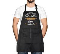 LEVLO Best Mother Father Baking Cooking Gifts Everything Tastes Better When Mimi/Nana/Nonna/Gigi Makes It Aprons, Nana, One size