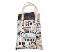 LEVLO Birmingham Canvas Tote Bag Birmingham Souvenir Gift England Travel Shopping Bag Alabama Trip Gift, Birmingham, M