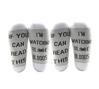 LEVLO Bloods Inspired Gift If You Can Read This I'm Watching Bloods Cotton Socks Bloods Fans Gift, 2 Pairs/Set - Mid Calf - 1, Medium