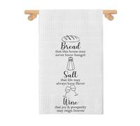 LEVLO Bread Salt Wine Housewarming Gift Home Blessing Kitchen Gift Bread Salt Wine Kitchen Decor Hostess Tea Dish Towel (Bread that this2)