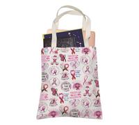 LEVLO Breast Cancer Inspired Tote Bag I Wear Pink For My Hero Shopping Bag Pink Ribbon Tackle Cancer Gift Idea for Women (I Wear Pink For My Hero)