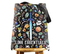 LEVLO Cartoon Game Canvas Tote Bag - Fans Gift Link Essentials Shoulder Bag Merchandise, Link Black Tote, M