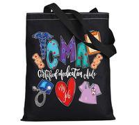 LEVLO Certified Medical Assistant Tote Bag CMA Gift Certified Medication Aide Shoulder Bag For Medical Graduation, Cma Black Tote, L