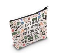 LEVLO Chiropractor Cosmetic Bag Massage Therapist Gift I Can't Adjust Your Attitude But I Can Adjust Your Spine Zipper Pouch Bag Chiropractor Graduation Gift Can't Adjust F Bag