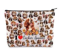 LEVLO Cocker Spaniel Cosmetic Makeup Bag Cocker Spaniel Owner Gift I Love Cocker Spaniel Toiletry Bag Cocker Spaniel Merchandise, I Love Cocker Spaniel