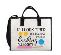 LEVLO Cosmetic Bag - Crochet Gifts for Women - Look Tired Tote 2uk - 23cm x 18cm - Waterproof, Durable - Adult Women, Practical, Portable, Daily Use