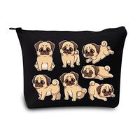 LEVLO Cosmetic Case Canvas Storage Bag, Funny Pug Dog Black, Zipper Pouch for Women Girls, Travel Accessory- Cosmetic Bag, Casual Versatile