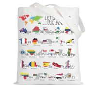 LEVLO Countries Of The World Geography Tote Bag Social Studies Teacher Gift Let's Go See The World Shoulder Bag For Traveler, See the World Tote