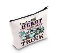 LEVLO Country Music Quote Cosmetic Bag Song Western Gift I Got A Heart Like a Truck Musical Make Up Zipper Pouch Bag Cowboy Cowgirl Merchandise, Like a Truck, Cosmetic Bag