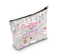 LEVLO Crafting Cosmetic Makeup Bag Hand Craft Artist Gift Crafting Makes Everything Better Zipper Pouch Bag Seamstress Merchandise, Crafting Makes, 0