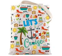 LEVLO Cruise Vacation Cosmetic Make Up Bag Summer Beach Vacation Gift Let's Cruise Makeup Zipper Pouch Bag, Let's Cruise F Tote