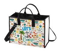 LEVLO Cruise Vacation Cosmetic Make Up Bag Summer Beach Vacation Gift Let's Cruise Makeup Zipper Pouch Bag, Let's Cruise LT