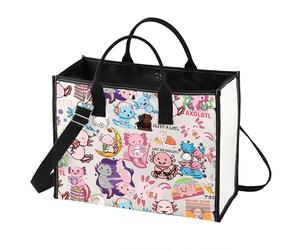 LEVLO Cute Axolotl Tote Bag Bobalotl Fans Gift Gamesolotl Lover Shoulder Bag Salamander Merchandise, Axolotl Lt, M