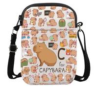 LEVLO Cute Capybara Crossbody Bag Cartoon Animal Gift C Is Capybara Shoulder Bag Pet Owner Merch, Capybara Cbag, Crossbody Bag