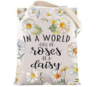 LEVLO Daisy Flower Cosmetic Bag Daisy Lover Gift in A World Full of Roses Be A Daisy Makeup Zipper Pouch Bag, Daisy F Tote