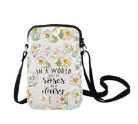 LEVLO Daisy Flower Crossbody Bag Daisy Lover Gift In A World Full Of Roses Be A Daisy Shoulder Bag Daisy Flower Merch, Be a Daisy C Bag, 5.7 *0.59 *8.46 in