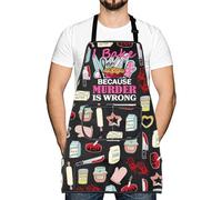 LEVLO Dark Humor New Kitchen Chef Apron I Bake Because Murder Is Wrong Apron New Home Christmas Gifts (Murder Is Wrong)