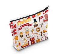 LEVLO Denmark Travel Culture Gift Danish Theme Travel Pouch Bag Europe Denmark Landmarks Gift Denmark Souvenir Gift, Denmark, Cosmetic Bag