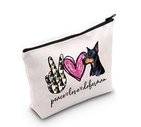 LEVLO Doberman Dog Cosmetic Make Up Bag Gift For Dog Lover Peace Love Doberman Make Up Zippper Pouch Bag For Dog Owner, Peace Doberman, Cosmetic Bag