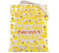 LEVLO Duck Cosmetic Bag Animal Lover Gift Just A Girl Who Loves Ducks Makeup Zipper Pouch Bag Duck Lover Gift, Just Ducks T, White, Large