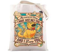 LEVLO Dug Dog Tote Bag Carl & Ellie Movie Fan Gifts My Name Is Dug I've Just Met You And I Love You Shoulder Bag, My Name is Dug Tote, M
