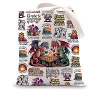 LEVLO Dungeons D20 Canvas Tote Bag D&D Gamer Gifts Dragon Master Shoulder Bag Gamer Players Merchandise, Dungeons D20 Tote, M