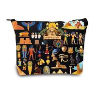 LEVLO Egyp Travel Pouch Bag Ancient Egypt Gift Egyptian Make Up Zipper Pouch Bag Ancient Civilization Merch, Egypt Black, Cosmetic Bag