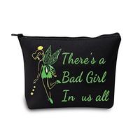 LEVLO Fairy Tale Quote Cosmetic Bag Fairy Pixie Lover Gift There's a Bad Girl In Us All Makeup Zipper Pouch Bag For Women Girls, Bad girl Black, Make Up Bag