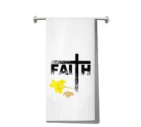 LEVLO Faith Mustard Seed Kitchen Towel Christian Gift Religious Inspirational Tea Towels Religious Baptismal Gift Waffle Weave Kitchen Decor Dish Towels (Faith Towel)