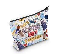 LEVLO Flight Attendant Cosmetic Make Up Bag Pilot Gift Catch The Flights Not Feelings Makeup Zipper Pouch Bag Airplane Traveler Gift, Flights Not Bag