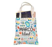 LEVLO Florida Marco Island Vacation Coastal Decor Tote Bag Marco Islands Souvenir Shopping Bag FL Vacation Traveler Gift (Marco Island)