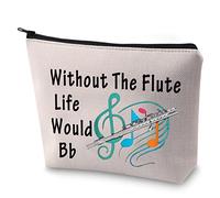 LEVLO Flutist Gift for Flute Player Without The Flute Life Would Bb Cosmetic Bag Flute Teacher Gift (Without Flute)